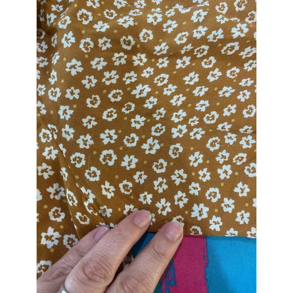 DRESS FORUM LA | Mustard White Floral Balloon Sleeve Dress Tiered | Size S - Picture 14 of 14